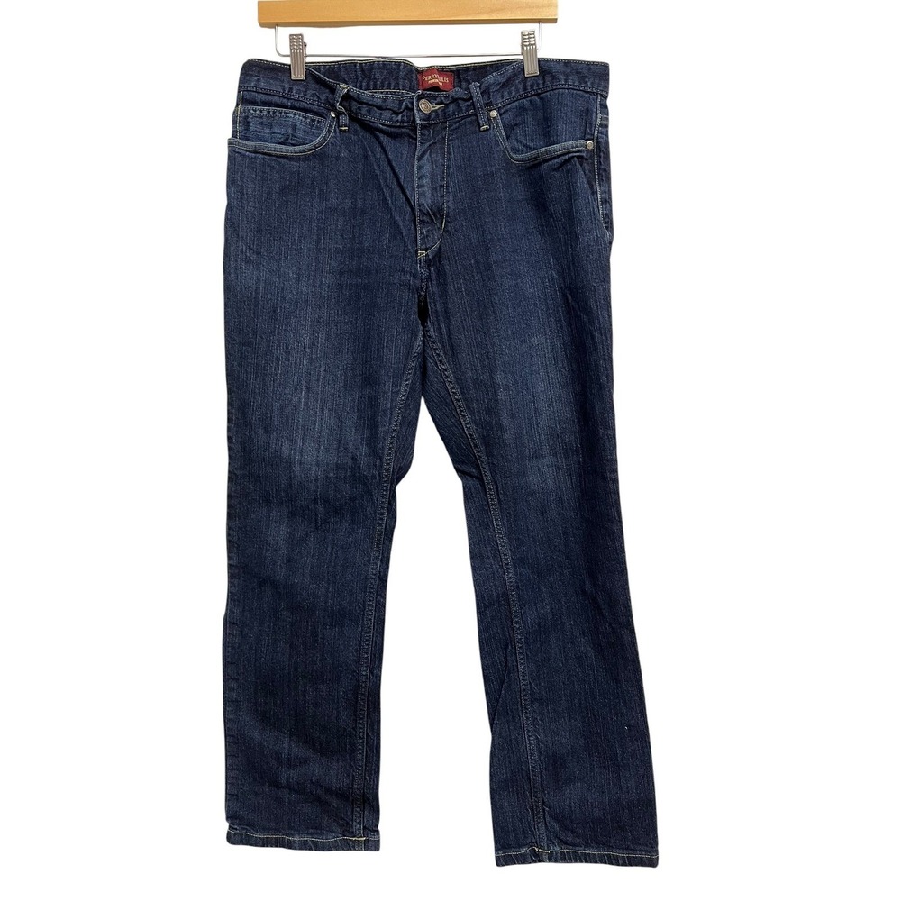 Perry Ellis Premium Denim Jeans Mens 36x28.5 Blue Straight Leg Stretch Casual